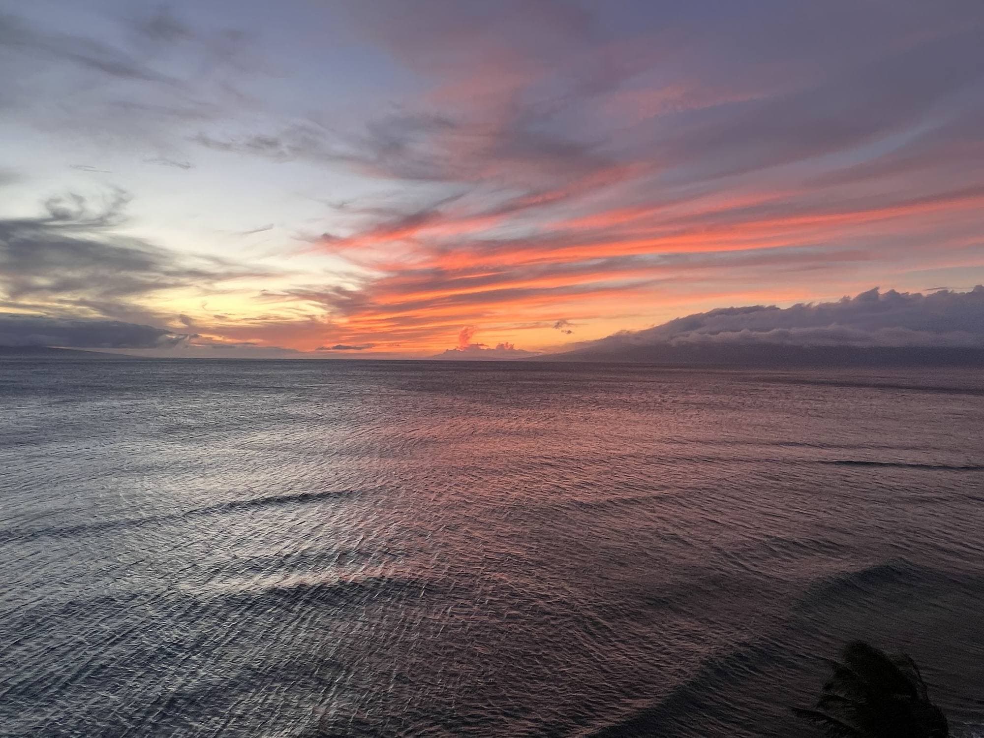 Pink and gold sunset over the Pacific from West Maui